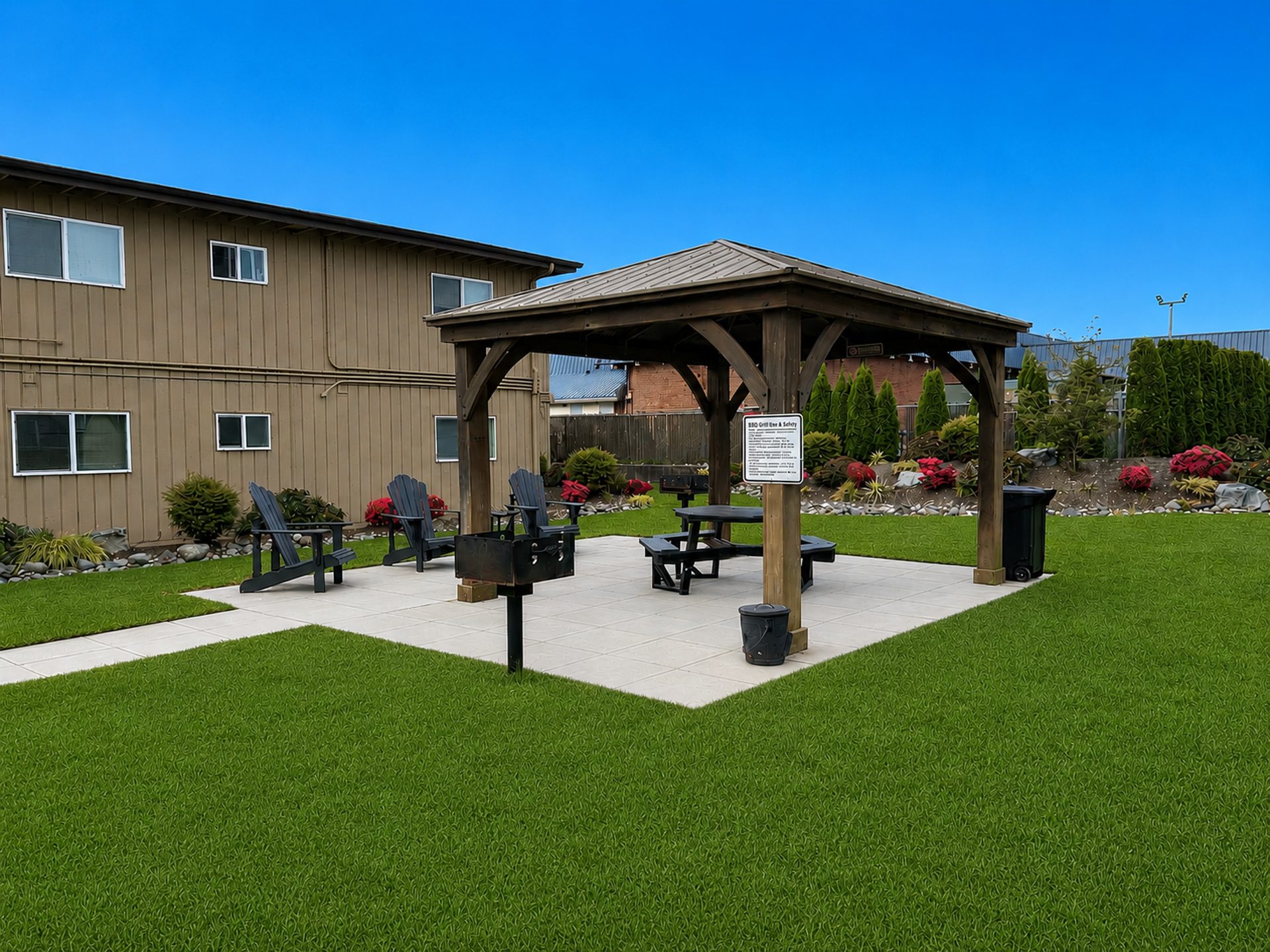 Newly renovated community BBQ and picnic area at Cherry Tree Apartments